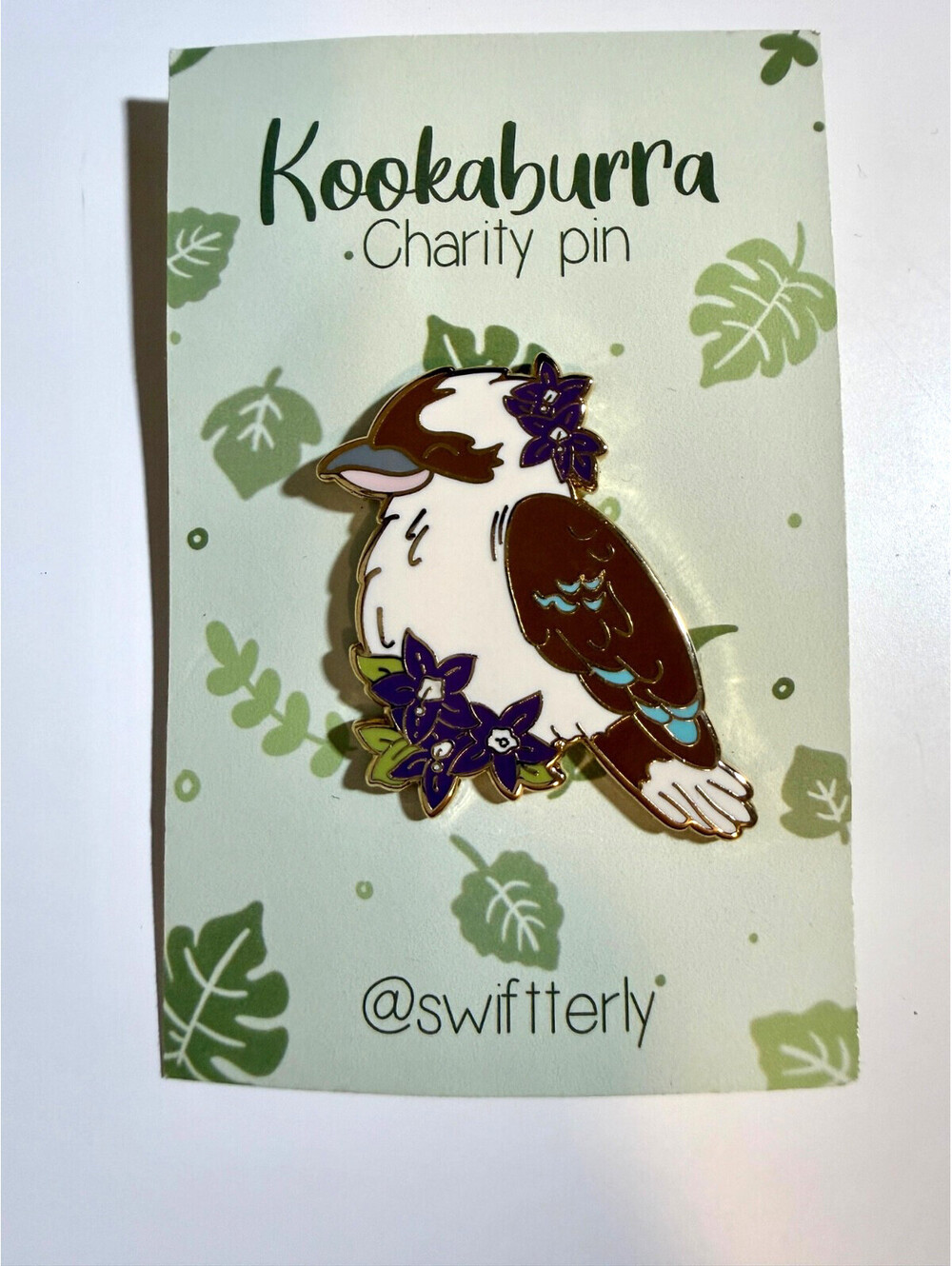Kookaburra Enamel Lapel Pin - Swiftterly Australian Bird Wildlife Flower Brooch